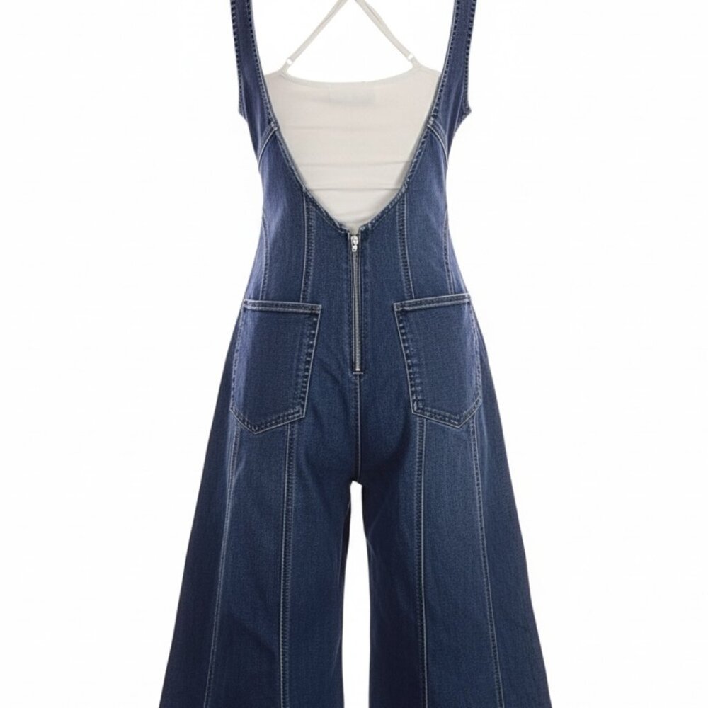 ✨ WE THE FREE Lovers Lane Cropped Denim Jumpsuit Boho Festival Retro Sz Small ✨ - Picture 10 of 15